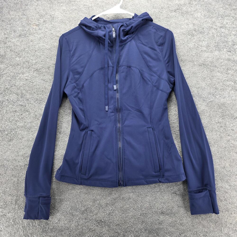 89th + Madison Jacket Womens Small Blue Full Zip Hooded Thumbholes Activewear